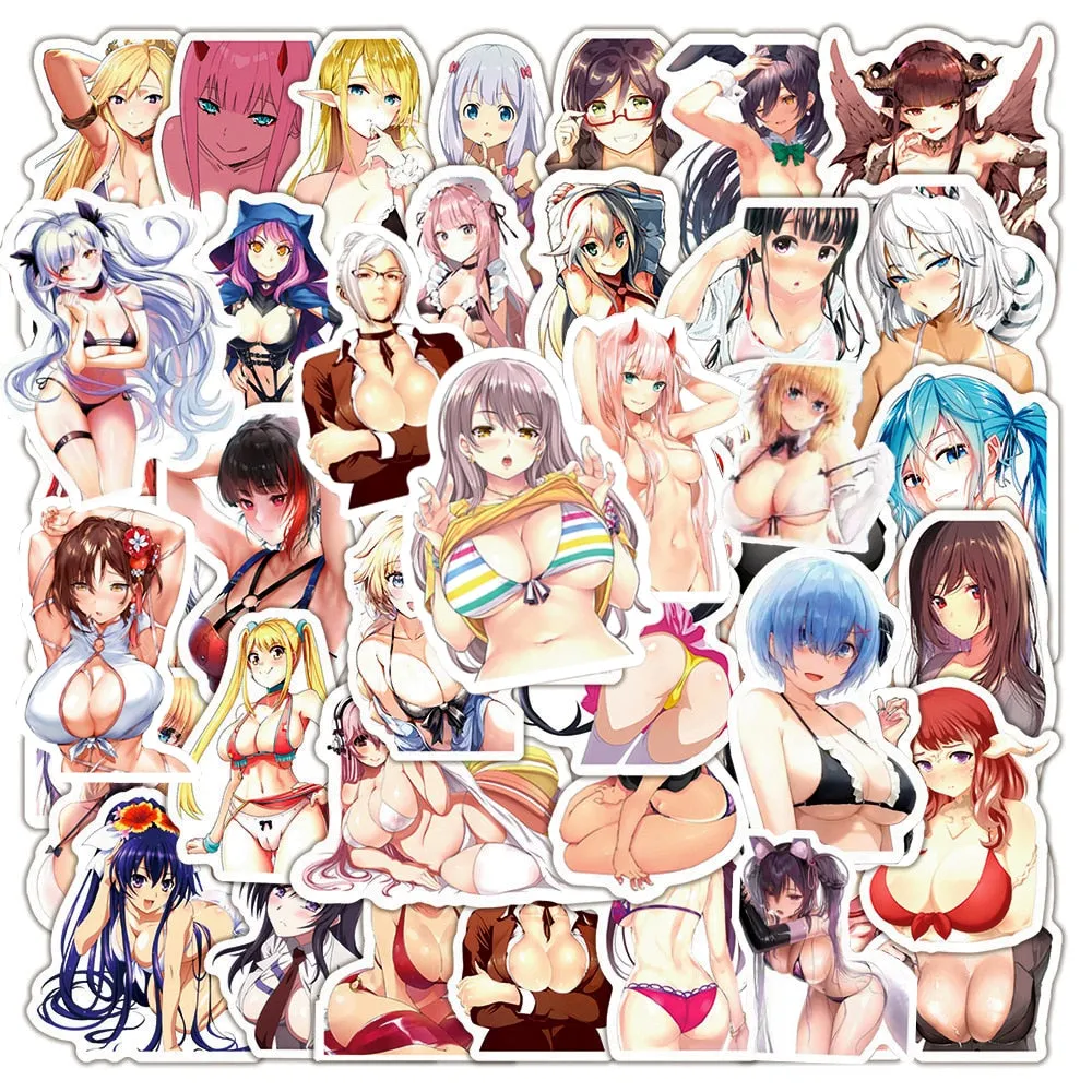 200pcs Lewd anime Stickers | Hot girl Waifu stickers Decal Stickers | For  suitcase laptop Car Truck Waterproof Car stickers