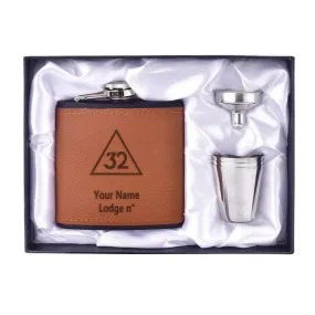 32nd Degree Scottish Rite Flask - 6oz Full Set Shot Glass & Funnel