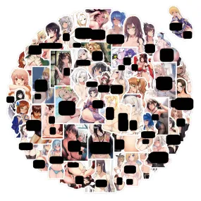 50pcs Kawai anime Decal Stickers | beauty girl Waifu stickers Decal Stickers | For  suitcase laptop Car Truck Waterproof Car stickers
