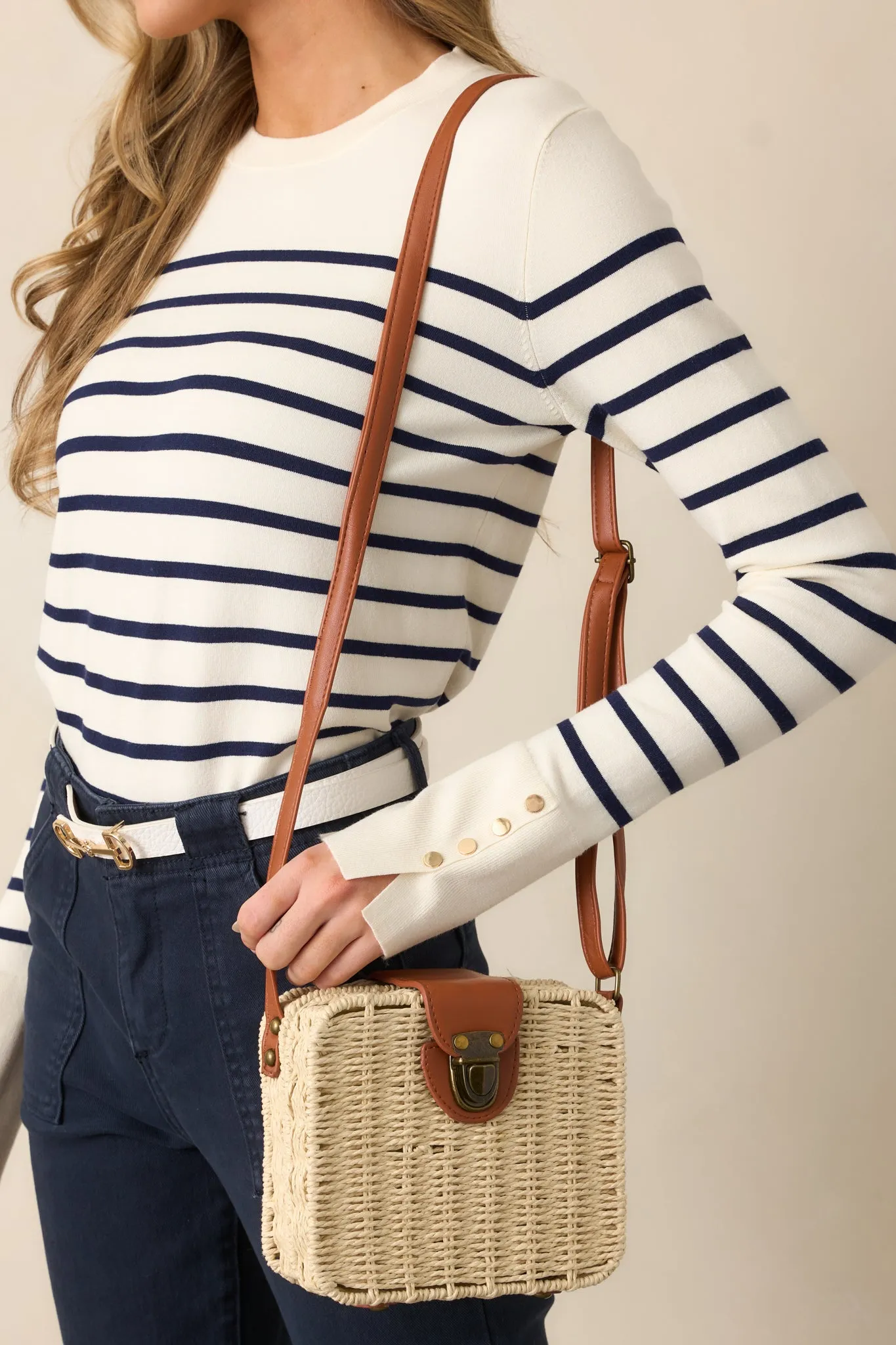 Already There White Natural Whicker Handbag