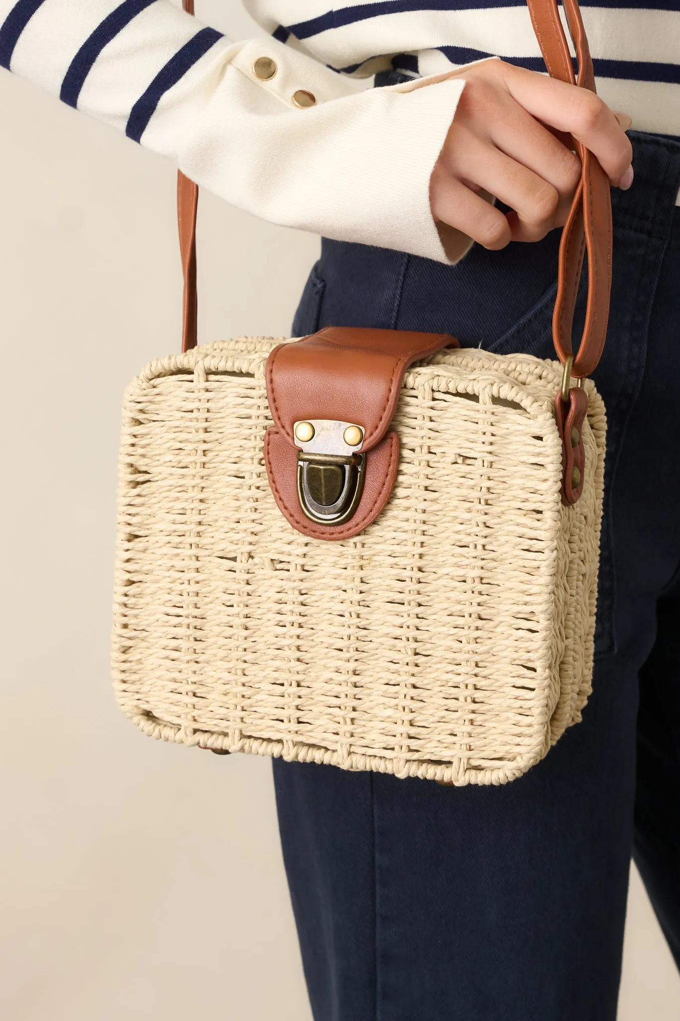 Already There White Natural Whicker Handbag