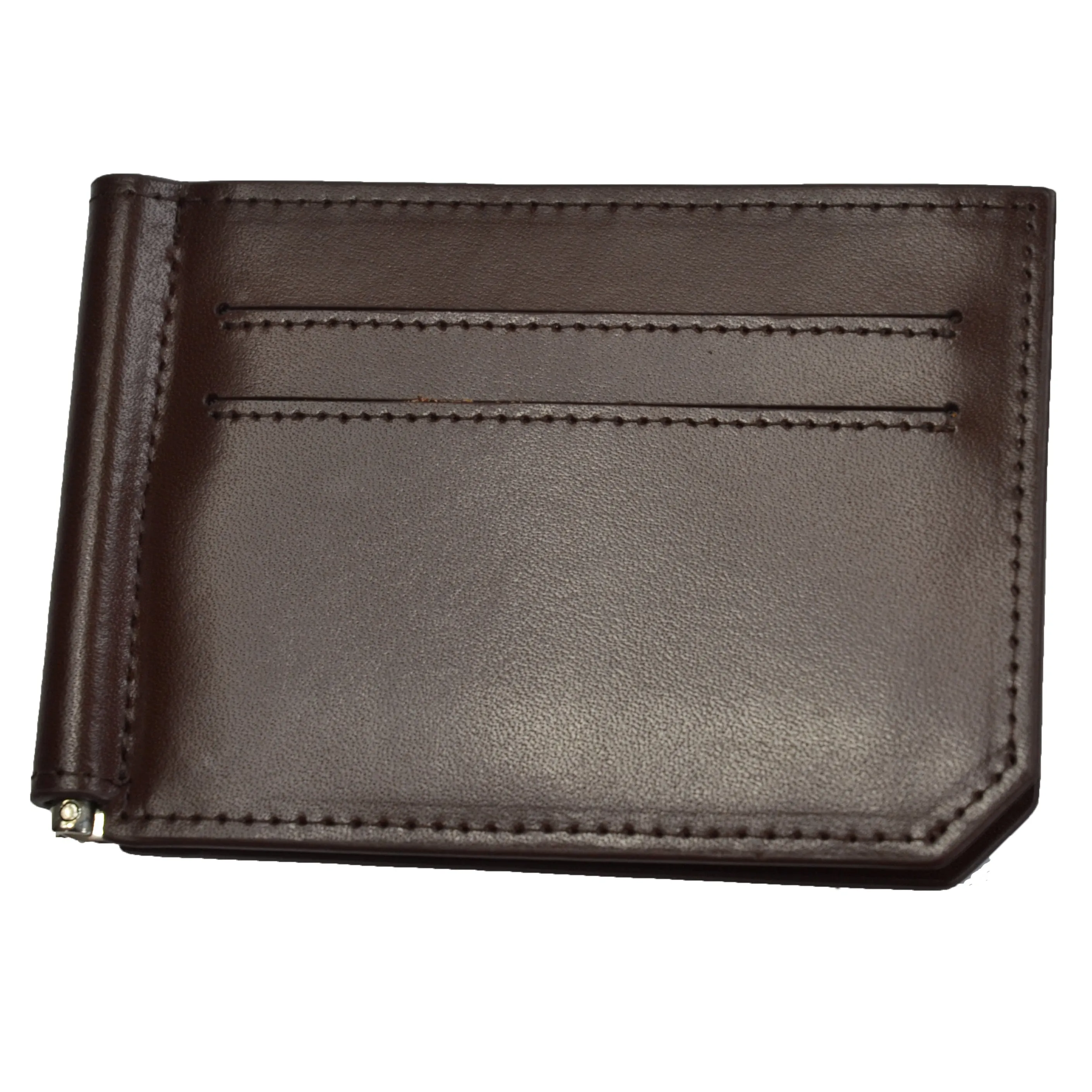 APOLLO - Mens Brown Genuine Leather Card Holder Thin Money Clip Wallet