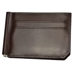 APOLLO - Mens Brown Genuine Leather Card Holder Thin Money Clip Wallet