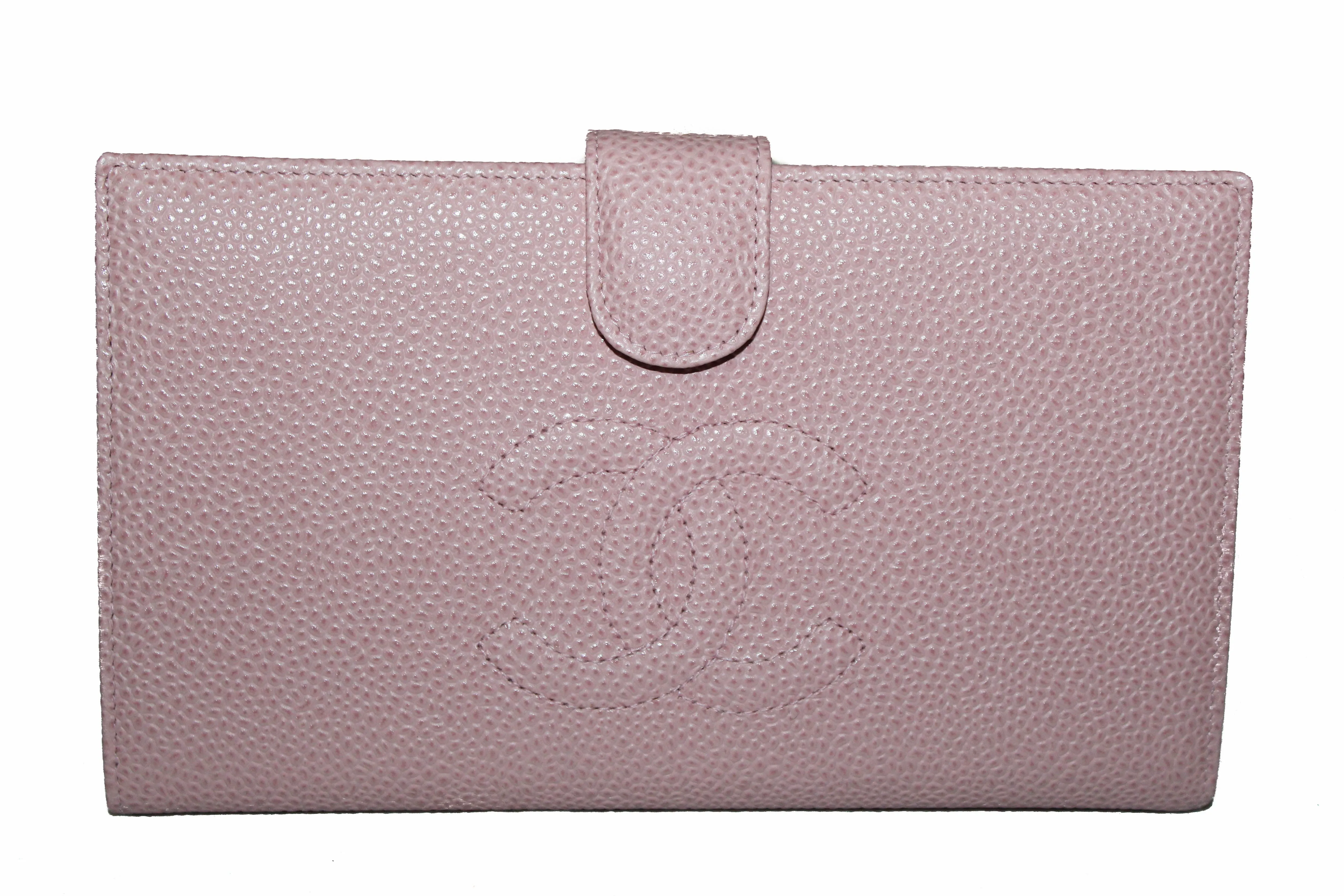 Authentic New Chanel Pink Caviar CC Leather Classic Long Wallet