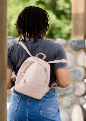 Blush Faux Leather Backpack