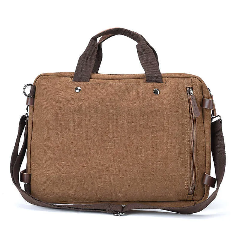 Canvas Laptop Bag: Briefcase, Backpack, Shoulder Bag in One