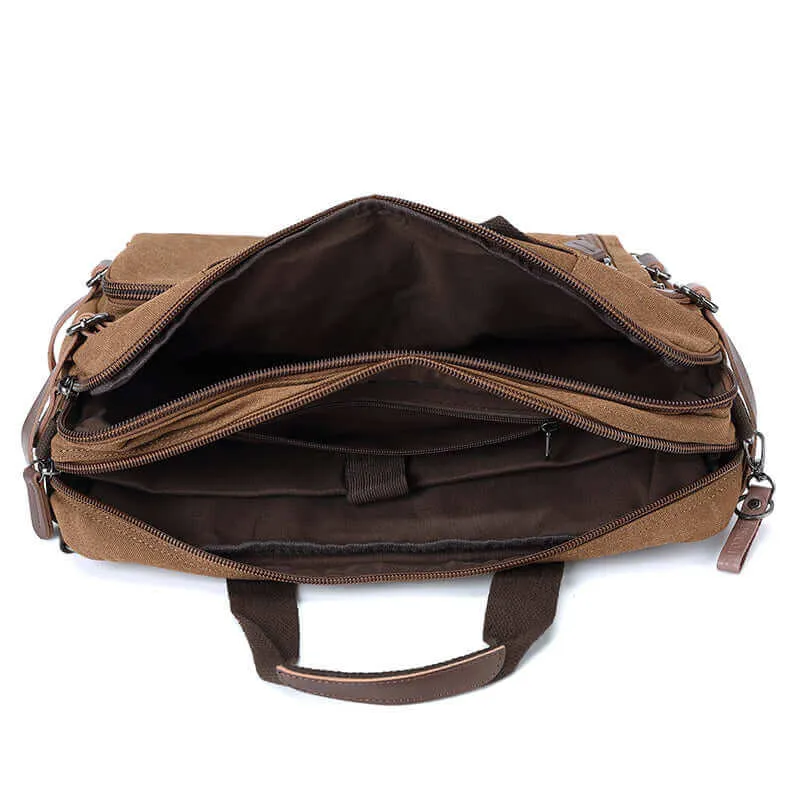 Canvas Laptop Bag: Briefcase, Backpack, Shoulder Bag in One