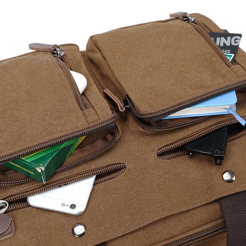 Canvas Laptop Bag: Briefcase, Backpack, Shoulder Bag in One