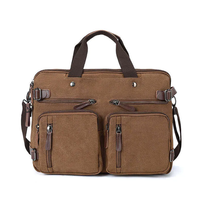 Canvas Laptop Bag: Briefcase, Backpack, Shoulder Bag in One