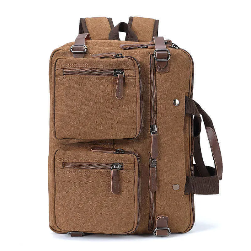 Canvas Laptop Bag: Briefcase, Backpack, Shoulder Bag in One