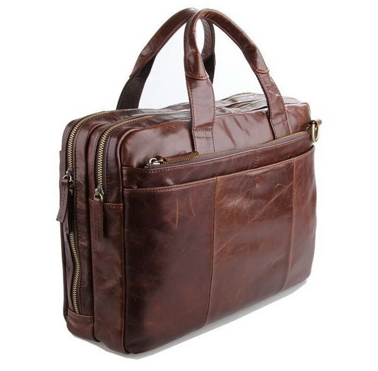 Casual Laptop Briefcase Genuine Leather For Men