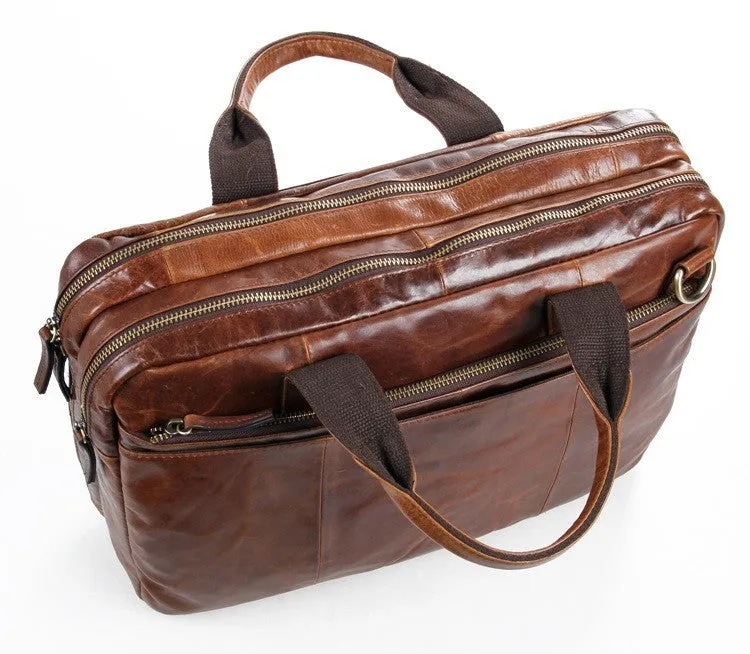 Casual Laptop Briefcase Genuine Leather For Men