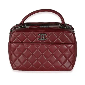 CHANEL Burgundy Quilted Lambskin Medium Trendy CC Bowling Bag