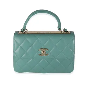 CHANEL Green Quilted Lambskin Small Trendy CC Dual Handle Flap Bag