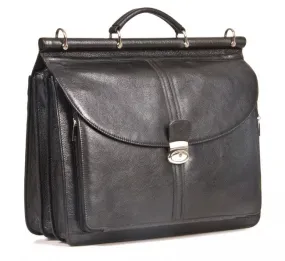 HIDEONLINE BLACK LEATHER TOP ROD 15" LAPTOP BRIEFCASE