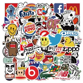 iDream Self-Adhesive Cool Street Fashion Logo Graffiti Theme DIY Stickers for Suitcase Laptop Bicycle Helmet Waterproof Sticker (Set of 100) (Multicolour)
