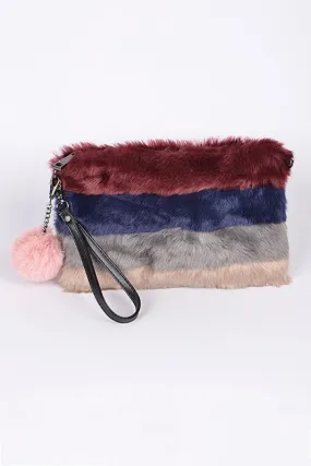 Large Colorful Faux Fur Clutch