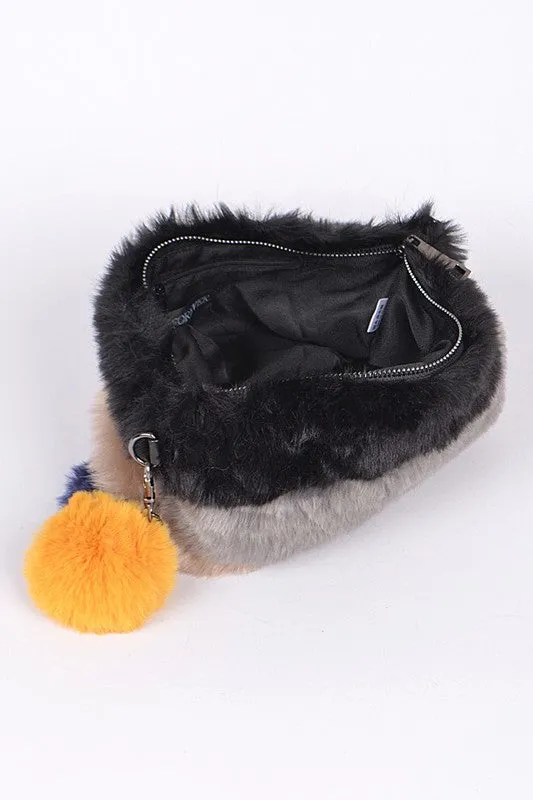 Large Colorful Faux Fur Clutch