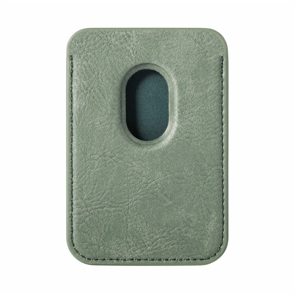 Magnetic MagSafe iPhone leather wallet credit card holder in carbon look - dark green