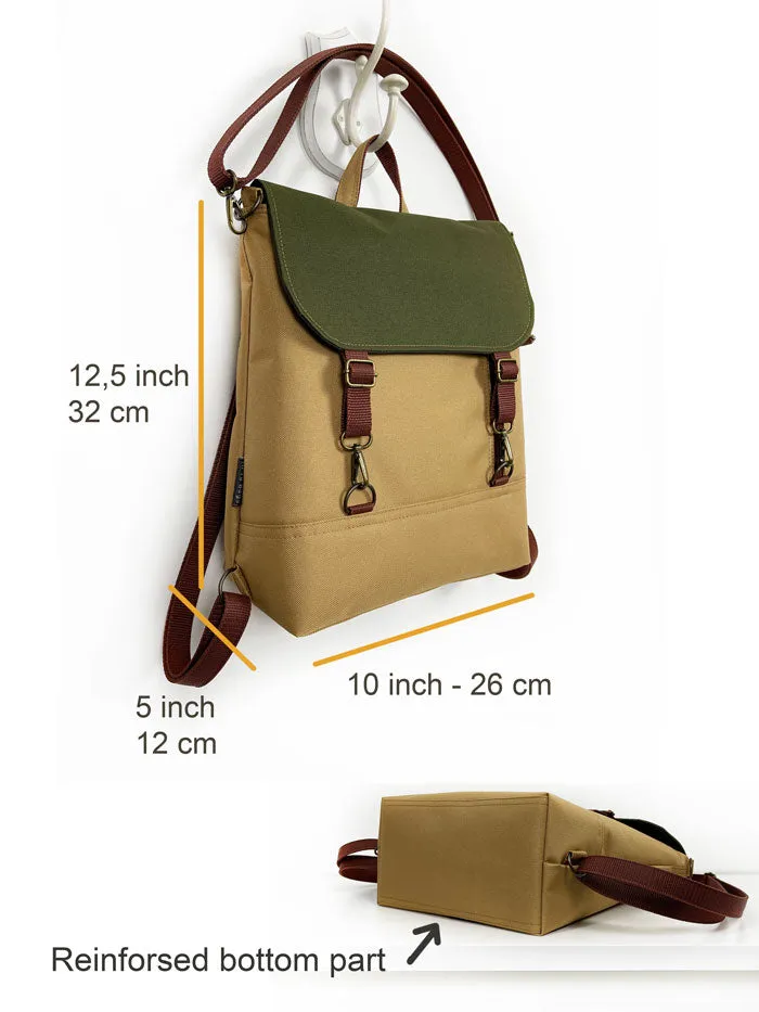 Midi Waterproof Backpack with Flap, Fall Crossbody Bag