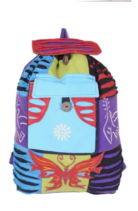 Multicolored Embroidery Butterfly Designed Bag.