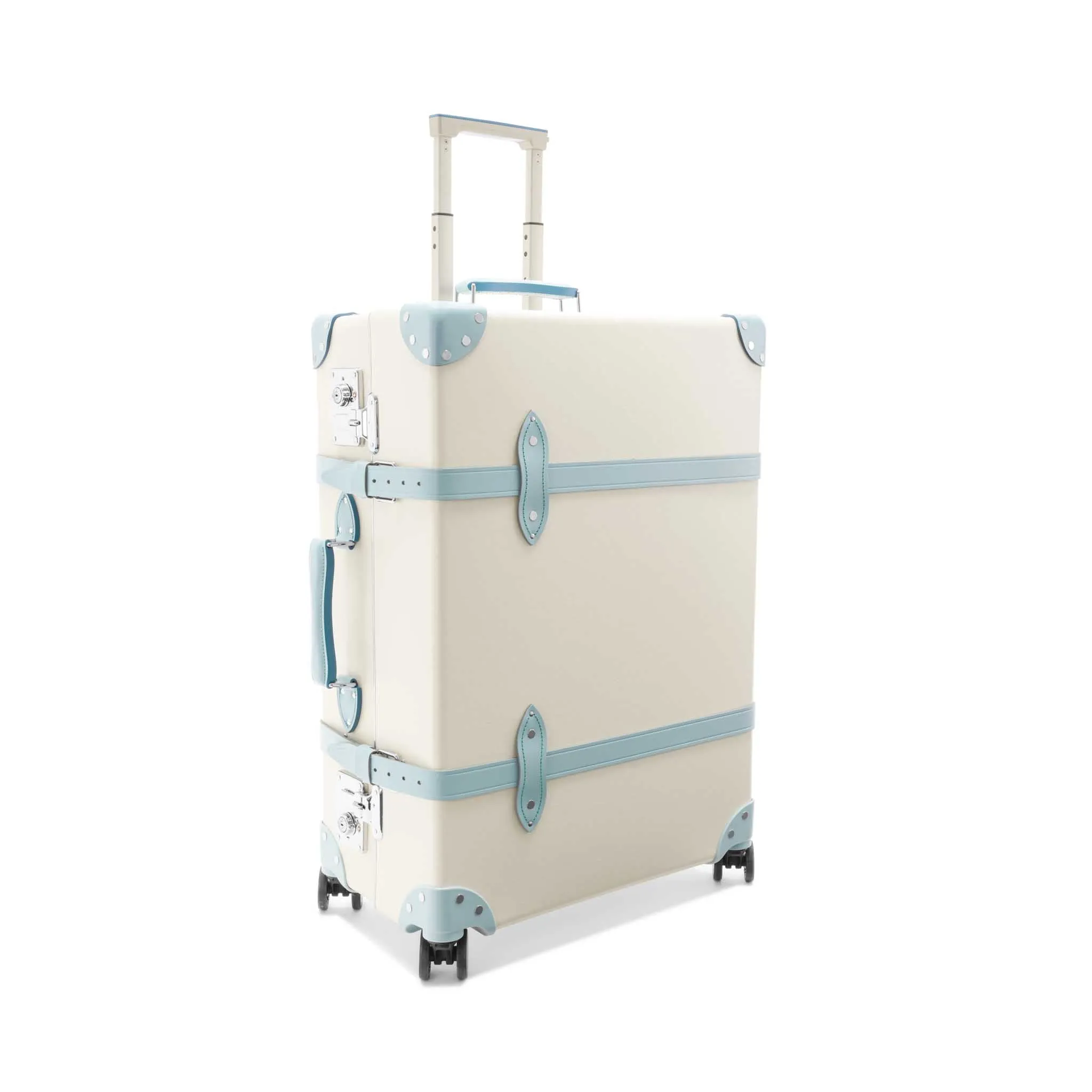 Pop Colour · Large Check-In - 4 Wheels | Ivory/Pastel Blue/Chrome