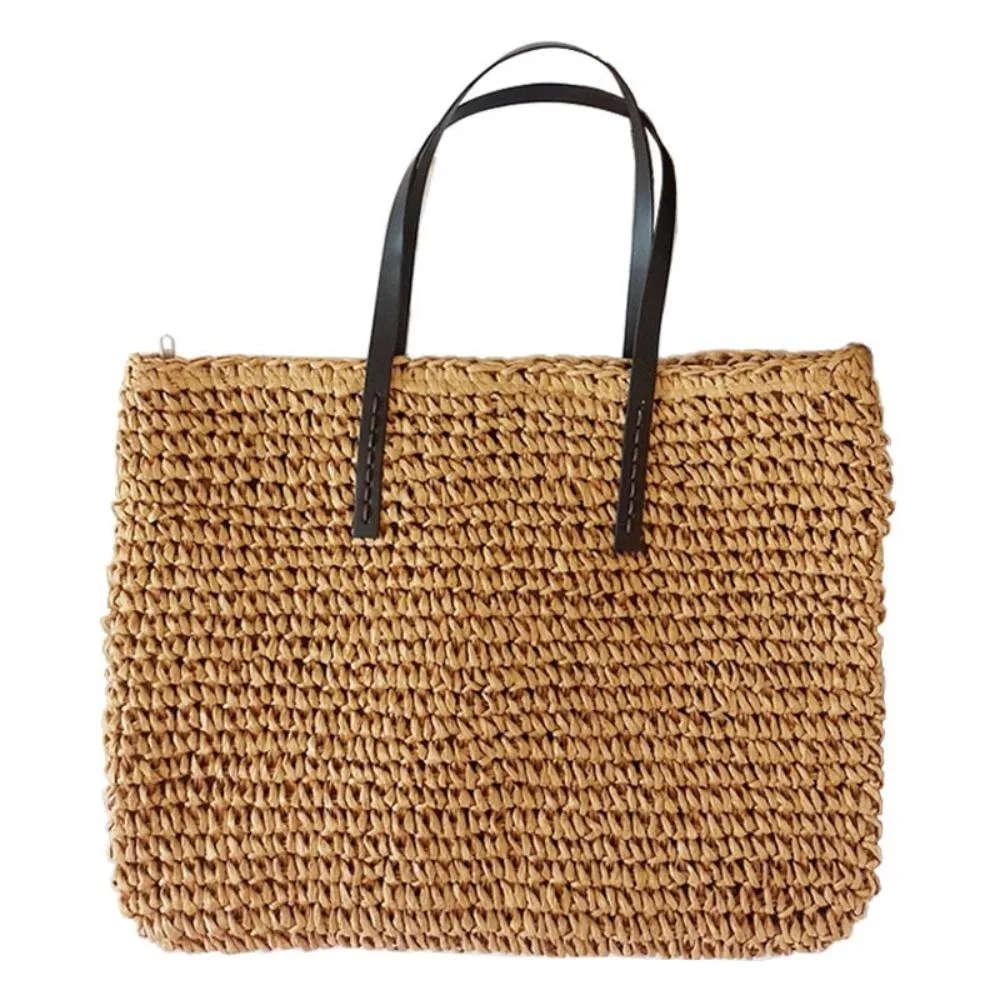 Rattan Woven Knitted Straw Large Capacity Shoulder Bag