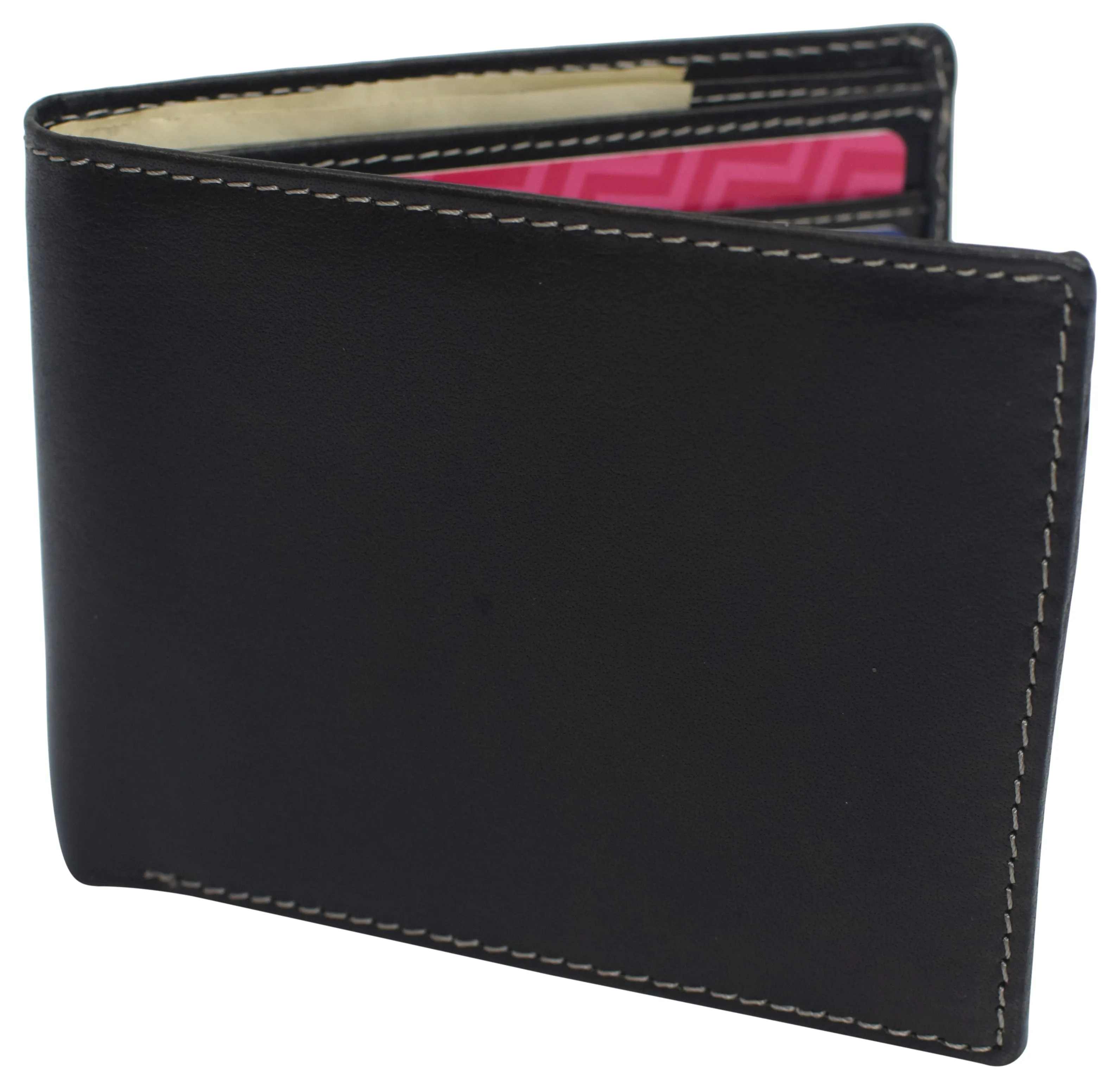 RFID0060BF Real Leather Mens Slim Bifold Wallet RFID Blocking Front Pocket Wallets for Men