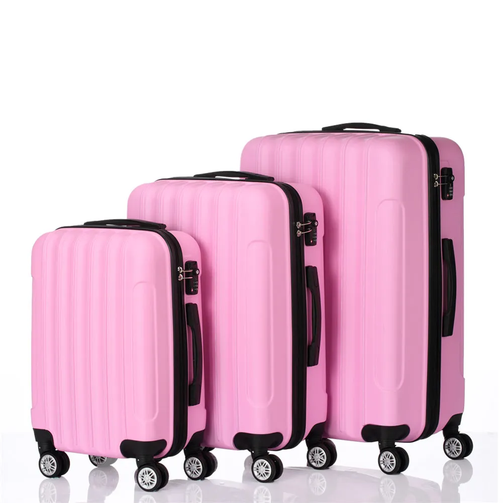 RONSHIN 3pcs 3-in-1 Large Capacity Traveling Storage Suitcase Pink