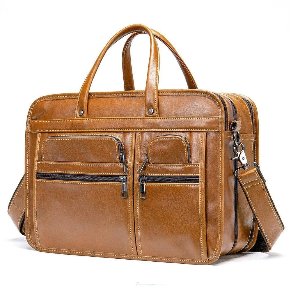 Soft Genuine Leather Briefcase For Business Professionals