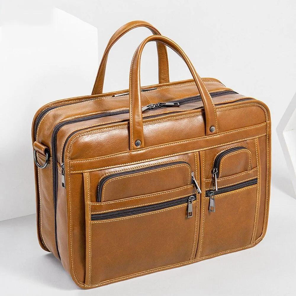 Soft Genuine Leather Briefcase For Business Professionals