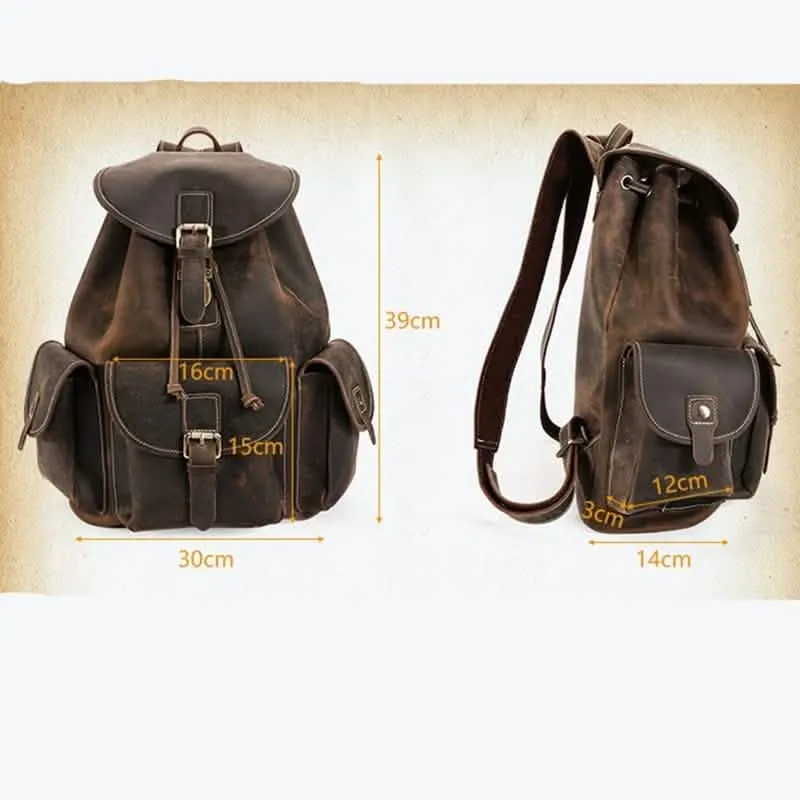 The Thorsen Vintage Leather Backpack | Compact Handmade Cowhide Rucksack