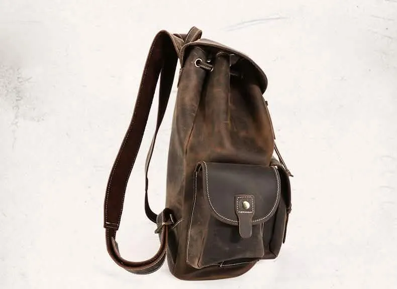 The Thorsen Vintage Leather Backpack | Compact Handmade Cowhide Rucksack