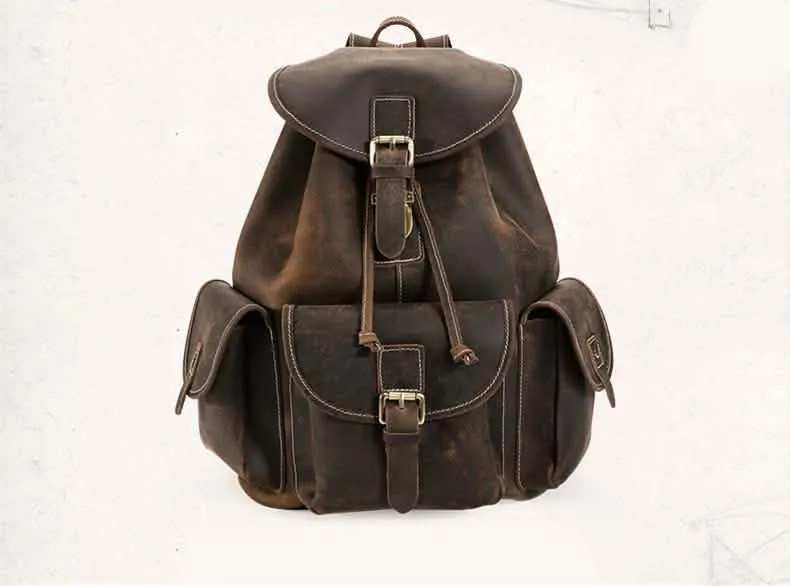 The Thorsen Vintage Leather Backpack | Compact Handmade Cowhide Rucksack