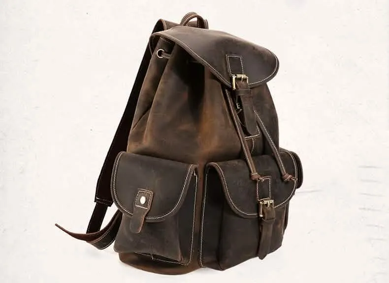 The Thorsen Vintage Leather Backpack | Compact Handmade Cowhide Rucksack