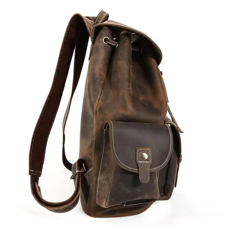 The Thorsen Vintage Leather Backpack | Compact Handmade Cowhide Rucksack