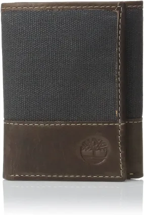 Timberland Men's Canvas & Leather Trifold Wallet