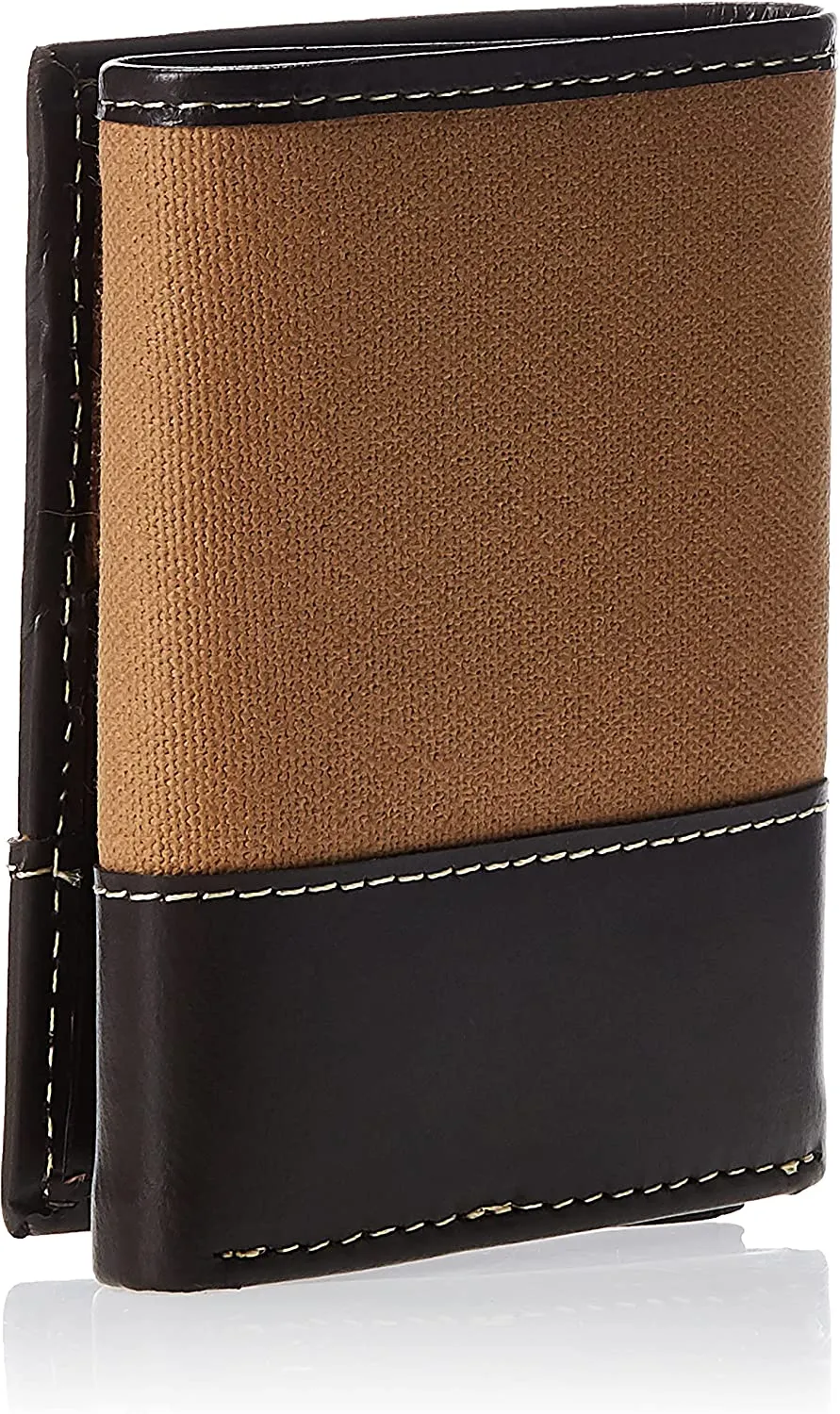 Timberland Men's Canvas & Leather Trifold Wallet