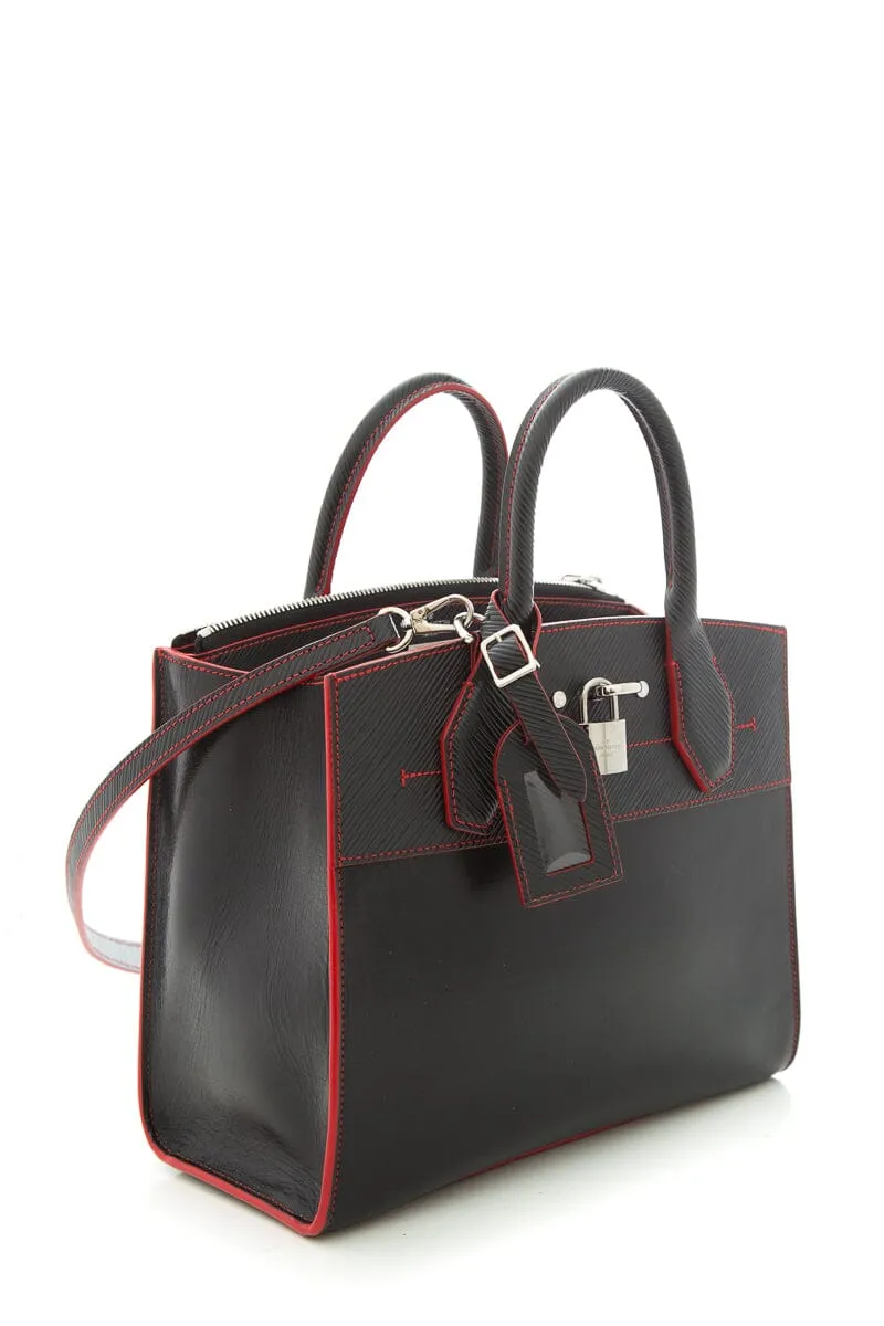 Trendy Inspired Louis Vuitton Black City Steamer Smooth Calfskin & Epi Leather Handbag