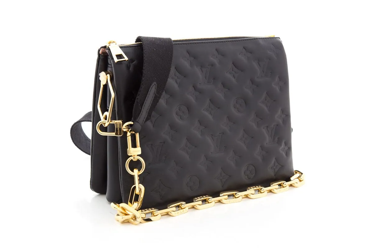 Trendy Inspired Louis Vuitton Black Monogram Empreinte Coussin Pm