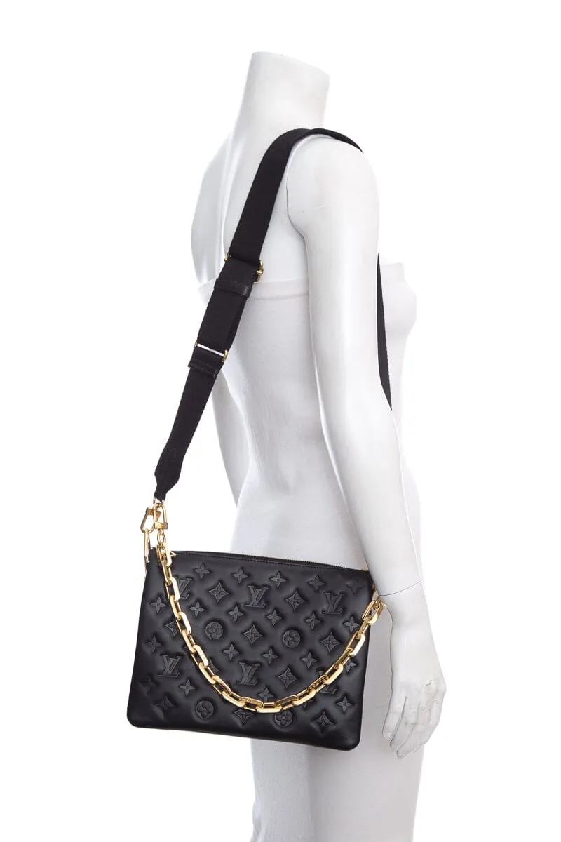 Trendy Inspired Louis Vuitton Black Monogram Empreinte Coussin Pm