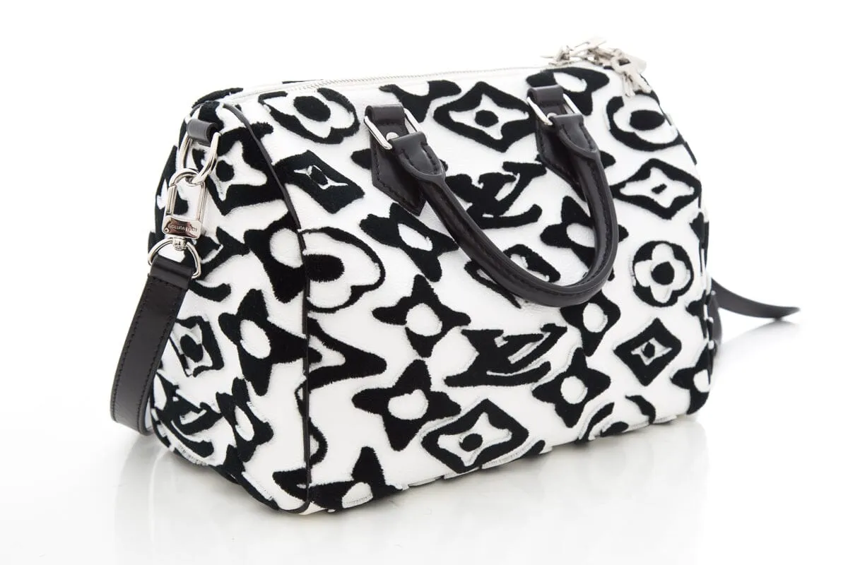 Trendy Inspired Louis Vuitton Speedy Bandouliere 25 Urs Fischer Black & White Handbag