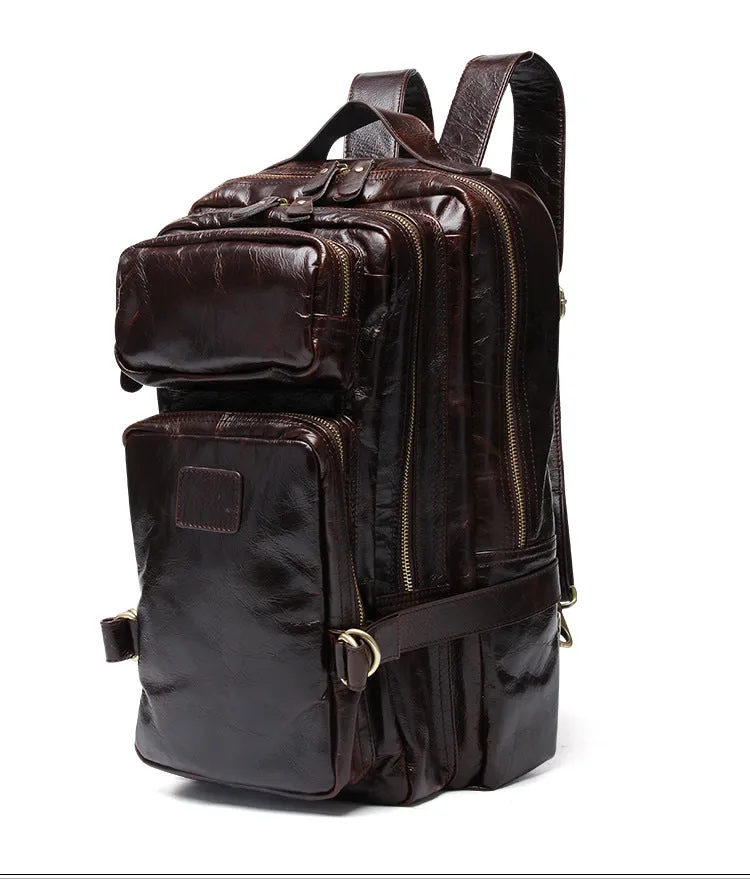 Vintage Multi Functional Leather Backpack J8856