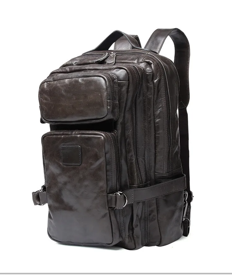 Vintage Multi Functional Leather Backpack J8856