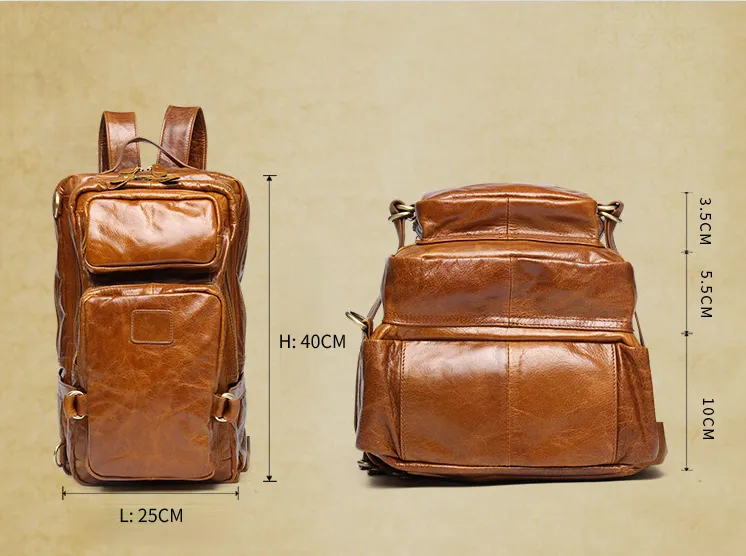 Vintage Multi Functional Leather Backpack J8856