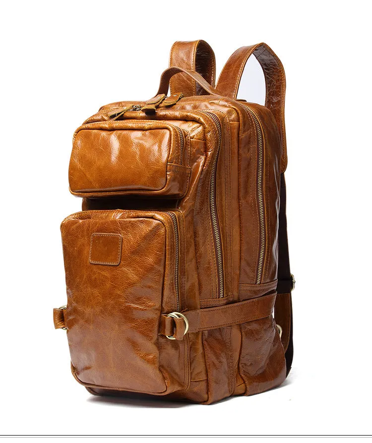 Vintage Multi Functional Leather Backpack J8856