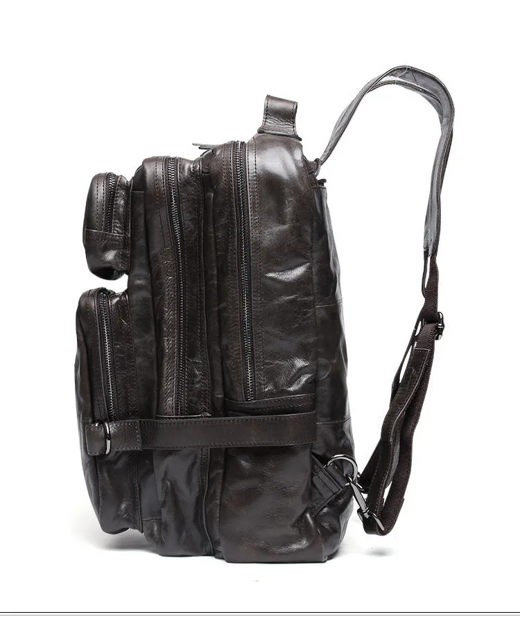 Vintage Multi Functional Leather Backpack J8856