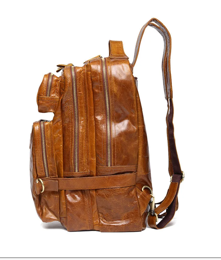 Vintage Multi Functional Leather Backpack J8856